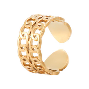 Anillo Abierto de Acero Inoxidable con Doble Cadena, Estilo Vintage, Personalizado, Impermeable, Anillo Retro, Simple y Moderno, Venta al por Mayor, para <span class=keywords><strong>Mujer</strong></span> - Product Image 5