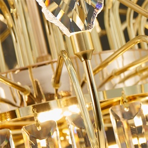 Candelabros de cristal grandes de lujo francés, decoración de techo de boda dorada, hermosas luces colgantes - Product Image 4