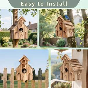 Katı ahşap <span class=keywords><strong>Hummingbird</strong></span> kuş yuva süs düğmesi sınır ötesi kırsal açık bahçe asılı dekorasyon Villa tarzı mobilya kuş - Product Image 2