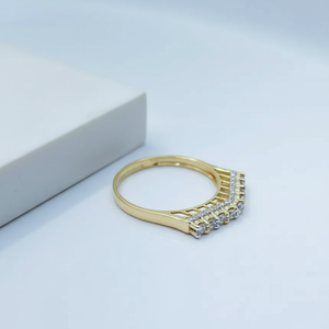 Bague élégante en or jaune avec accent de diamant, design incurvé multi-pierres, bijoux fins, cadeau pour femme, anniversaire, mariage - Product Image 4
