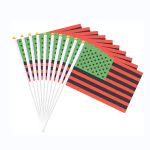 Afrika Afro bendera Amerika tongkat genggam Pan Afrika Amerika Serikat bendera bintang, Mini merah hitam hijau bendera 5x8 inci