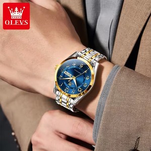 Olevs 3666, reloj de cuarzo de moda para hombre, esfera con números arábigos, escala dual, 30M, manecillas luminosas impermeables, visualización de fecha y semana - Product Image 3