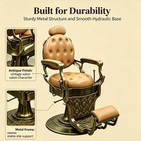 Fauteuil de barbier réglable de style rétro de luxe, inclinable hydrauliquement pour salons professionnels avec repose-pieds