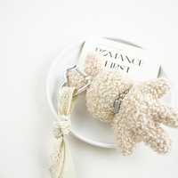 Porte-clés Lapin en Peluche avec Nœud en Dentelle et Cœur, Jouets en Peluche, Breloque de Sac en Peluche, Cadeaux de Pâques