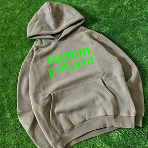 100%Cotton 450g Grey Hoodies Sweatshirts Casual <b>Pullover</b> <b>Men</b> Heavyweight Oversized Puff Printing Logo Y2K Rhinestone Top Version - Product Image 1