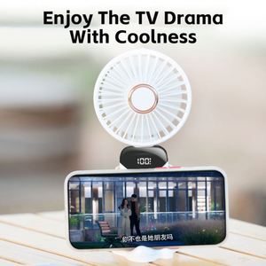 Mini Cooling <b>Fan</b> Rechargeable Battery Plastic USB <b>Handheld</b> Digital Display Folding <b>Fans</b> for Outdoor - Product Image 5