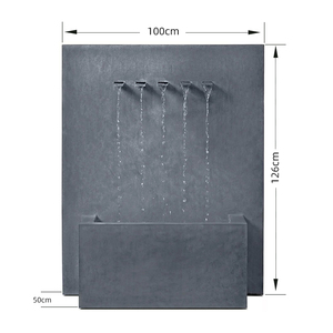 Fontaine murale de jardin contemporaine en métal noir à 5 jets pour aménagement paysager - Product Image 6