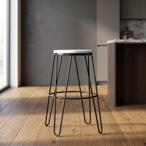 Taburete de Bar Moderno e Industrial, Ecológico, con Estructura de Madera y Metal, Altura de Mostrador, Estable y Duradero, para Hogar, Cocina, Isla, Centro Comercial, Comedor - Product Image 5