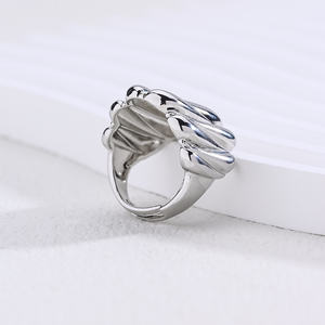 Bague de déclaration en laiton plaqué or blanc créatif pour les femmes dôme rond lisse avec cadeau de bijoux de mode de Style Punk Chunky - Product Image 3