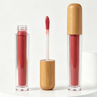 Tube de rouge à lèvres et gloss vide en bambou naturel pour maquillage cosmétique, tubes de gloss vides avec applicateurs, logo personnalisé
