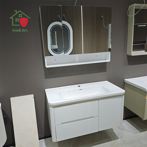 Modern Smart White <b>Bathroom</b> <b>Vanity</b> Heat-Bent Integrated Basin Wall-Mounted Hanging Cabinet - Product Image 3