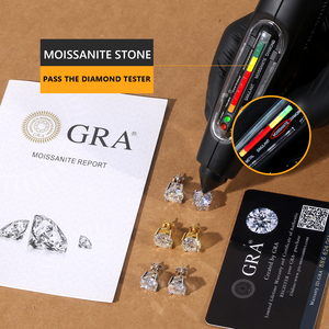 Orecchini a Lobo in Argento Sterling 925 Placcato <span class=keywords><strong>Oro</strong></span> Bianco 14K con Moissanite da 0,2ct-8ct, Diamante VVS GRA, Ipoallergenici per Uomo e Donna - Product Image 3