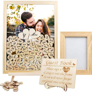Regalos de boda para invitados, señal de libro de invitados de acrílico de madera alternativa rústica única 2023 divertida - Product Image 1