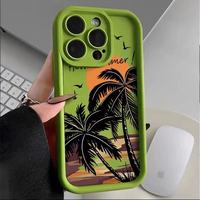 Prix de gros, images personnalisées, logo, nouveau coque de téléphone souple en TPU avec motif de palmiers au coucher du soleil pour iPhone 16 15 14 13 12 11 Pro Max Plus