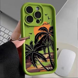 Prix de gros, images personnalisées, logo, nouveau coque de téléphone souple en TPU avec motif de palmiers au coucher du soleil pour iPhone 16 15 14 13 12 <span class=keywords><strong>11</strong></span> Pro <span class=keywords><strong>Max</strong></span> Plus - Product Image 3