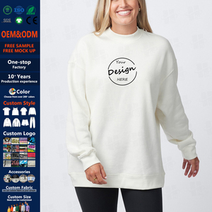 Wholesale Loose Fit Mock Neck Jumper Custom Applique Embroidery Logo Soft Fleece Oversized Cotton Sweater Luxury Sweatshirt - Product Image 1