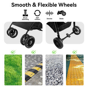 Poussette pliable pour animaux de compagnie OKKPETS avec housse de protection contre les intempéries, chariot de promenade pour chiens et chats de petite et moyenne taille avec panier de rangement et porte-gobelet - Product Image 4