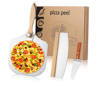 Manche en bois fait maison rangement facile pelle à Pizza pliable coupe à bascule ensemble de serveur 12 "X 14" pelle à Pizza en métal aluminium