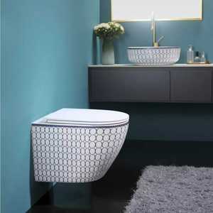 Ensemble WC et <span class=keywords><strong>lavabo</strong></span> mural en céramique KASCA moderne, <span class=keywords><strong>avec</strong></span> siphon en P, chasse d'eau par gravité, réservoir encastré, monobloc, coloré - Product Image 6