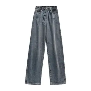 K-323 neue Sommer anhänger der amerikanischen Straight Leg Jeans für Frauen mit lockerem Boden und hoher Taille und weitem Bein