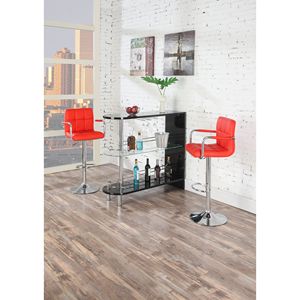 Tabouret de bar Db contemporain en similicuir rouge, base chromée réglable, design moderne pour événements, mobilier commercial - Product Image 5