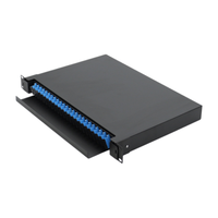 Caja Terminal de Fibra Óptica SC Dúplex de 24 Puertos 1U con Cajón Extraíble, Panel de Conexiones ODF de Alta Resistencia para Montaje en Rack para FTTH y Centros de Datos