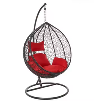 Chaise d'extérieur en rotin pour hamac avec cadre en métal, balançoire à oeufs pour adultes, noire