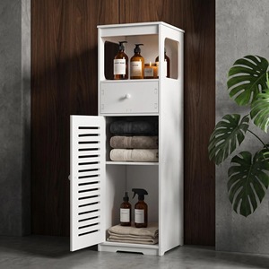 Bathroom <b>Corner</b> Cabinet 3 Tier Freestanding Storage Organizer With Drawer For Toilet Paper And Towels - Product Image 1