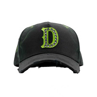 Casquette de baseball vintage sportive noire à visière incurvée avec broderie 3D personnalisée, lettres originales, NFC G5 et strass Kanji – Nouvelle arrivée en gros