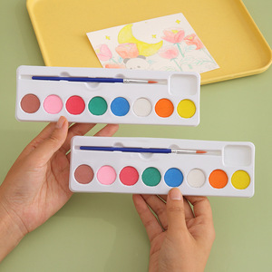 Ensemble de peinture à l'eau solide en 8 <span class=keywords><strong>couleurs</strong></span>, ensemble de pigments pour peinture DIY pour enfants - Product Image 1