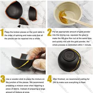 WBG Restore Broken Ceramics Kintsugi Kit de reparación con polvo dorado y <span class=keywords><strong>pegamento</strong></span> <span class=keywords><strong>para</strong></span> arrancadores de reparación DIY Kintsugi - Product Image 5