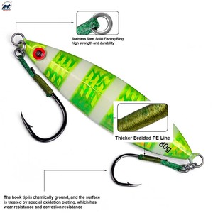 10 pièces/sac Hameçons jumeaux assistés 16 #   17 #   18 #   19 #   20 #   Hameçons de pêche en eau salée avec double hameçon assisté et ligne tressée en PE, capacité 59-110 LB - Product Image 4