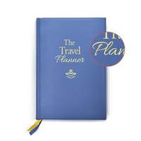 Agenda de voyage hebdomadaire/mensuel 2027, couverture rigide en cuir PU imprimée sur mesure, reliure cousue, format personnalisé, cadeau