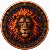 Pièces de monnaie en cuivre 5 oz .999 Cuivre pur Pièce commémorative du zodiaque Lion Impression UV colorée en relief profond Cadeau pour les Lionnes Pièces de monnaie en cuivre