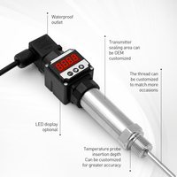 Capteur de température d'eau pour bassin à poissons LEFOO LFW21 OEM/ODM en acier inoxydable, étanche IP65, avec transmetteur intégré et écran LCD