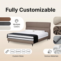 XIYUAN Cadre de lit king size en bois avec sommier tapissier, revêtement en cuir véritable moderne, écologique, durable et robuste, forte capacité de charge