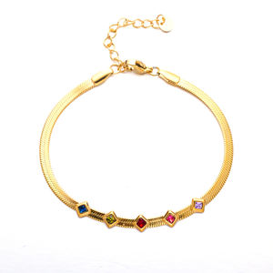XIXI Joyas Para Mujer, Pulseras de Cadena de Acero Inoxidable Ajustables con Circonitas de Colores, Chapadas en Oro de 18k, Joyería de Moda - Product Image 3