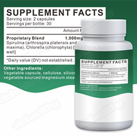 Vitahealthy OEM/ODM Capsules végétaliennes de spiruline et de chlorelle Ingrédients entièrement naturels à base de plantes pour adultes Santé immunitaire Détoxification corporelle