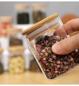 12件玻璃罐透明香料罐，带木盖，厨房食品储物罐 - Product Image 6