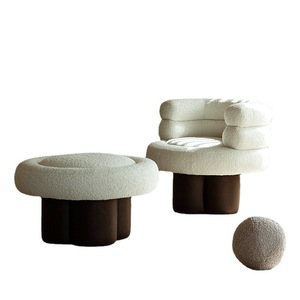 Nordic Style Single <b>Sofa</b> Chair Lamb Fleece Fabric Soft Modern Designer Living Room Chair - Product Image 5