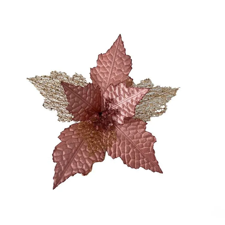 Toptan 38cm Xmas dekor yapay Glitter noel çiçekler süslemeleri