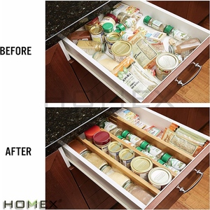 Bộ 4 ngăn kéo ngăn kéo tre có thể điều chỉnh cho ngăn kéo sâu có thể mở rộng & có thể xếp chồng - Product Image 6