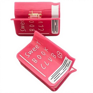 Pince à cheveux personnalisée en acétate rose en forme de livre, 8*5cm, pour filles, design club de lecture, accessoires capillaires mignons et tendance - Product Image 2