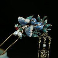 Épingle à cheveux en émail U Accessoires de cheveux de style chinois Bâtons de cheveux traditionnels pour femmes Pinces à cheveux vintage Épingles à cheveux de mariée