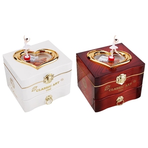 Caja <span class=keywords><strong>musical</strong></span> de <span class=keywords><strong>bailarina</strong></span> giratoria, caja de música de cuerda blanca <span class=keywords><strong>con</strong></span> cajón, joyero <span class=keywords><strong>musical</strong></span> para niñas - Product Image 1