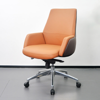 Chaise de bureau ergonomique pivotante en cuir moderne avec support lombaire pour l'école, l'hôpital, le bureau à domicile