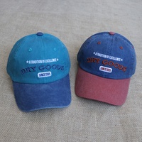 Casquette de baseball en coton lavé à 6 panneaux avec logo brodé personnalisé de haute qualité, visière bicolore, style vintage en denim, vente en gros OEM