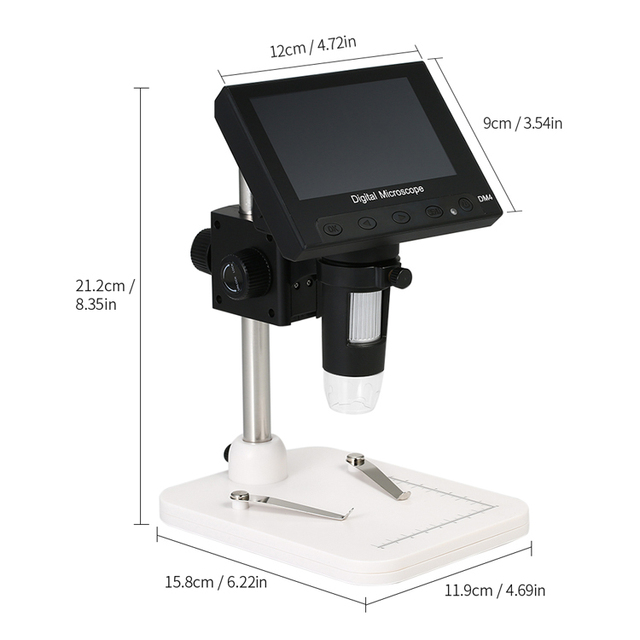 1000x 5mp Usb Digital Electronic Microscope 8 Led Vga Microscopio With 4.3" Hd Lcd Screen for Repair Beauty
