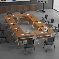 Table de bureau convertible pliable en bois massif moderne - Bureau réglable écologique pour usage domestique, commercial et en immeuble de bureaux