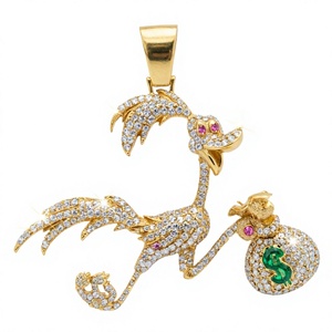 Pendentif Canard Cartoon Plaqué Or 24K Moissanite Taille Ronde Luxe Thème Charme Unisexe Usage Quotidien Bijou en Argent 925 - Product Image 3